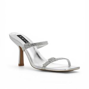 AQUA Fiona Silver Clear Rhinestone Strappy Stiletto Sandals  Size 8 NEW